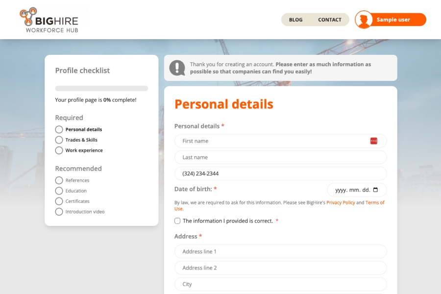 Digital Probe reference - Big Hire web app